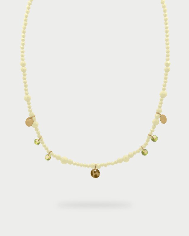 Girocollo Zirconi Milky E Medaglie Pendenti Lime - gr-031 m5 v au